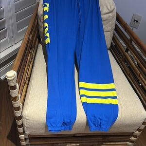 Woman’s Blue Joggers with Yellow Accents